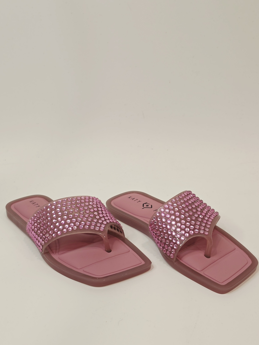Katy Perry The Geli Slide Thong Rhinestone Slide Sandals in Pink Women's 6